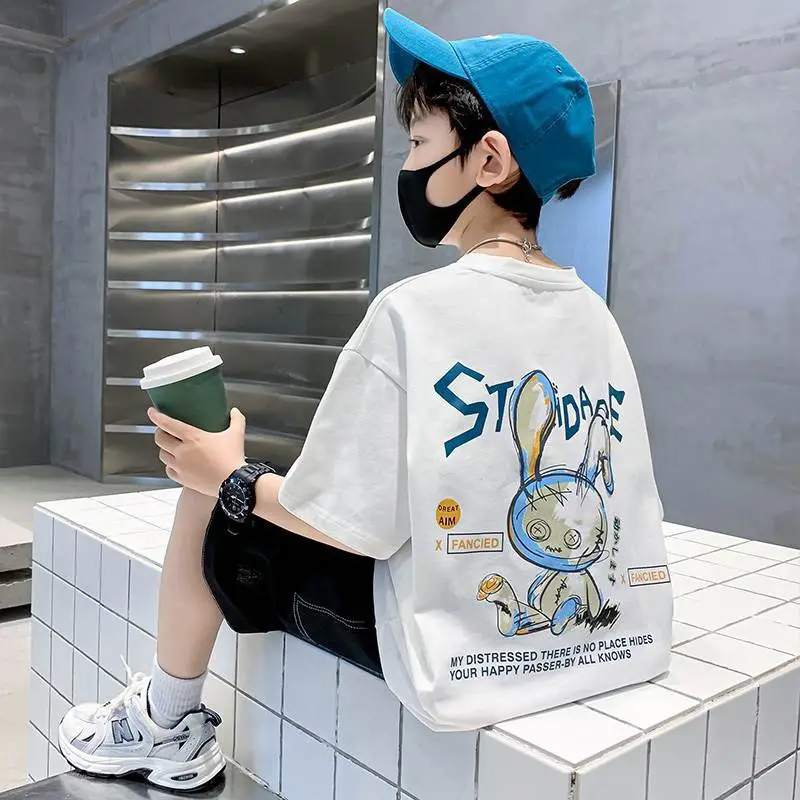 White Graphic T-Shirt for Boys Girls Summer Casual Wear - Image 4