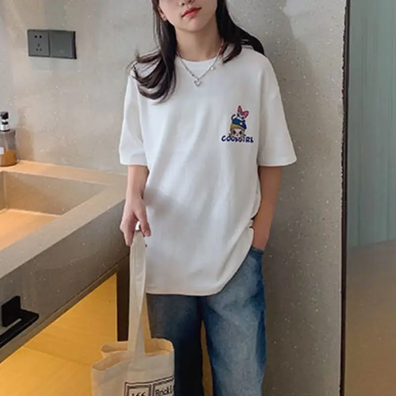 Kids Cotton T-Shirt White Summer Boys Medium — feature 16