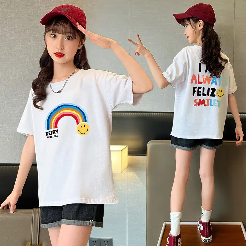 Kids Cotton T-Shirt White Summer Boys Medium — feature 18