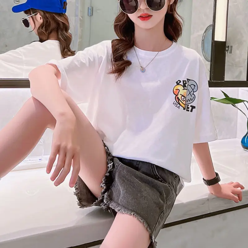 Kids Cotton T-Shirt White Summer Boys Medium — feature 26