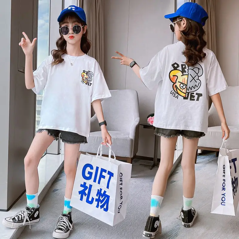 Kids Cotton T-Shirt White Summer Boys Medium — feature 27