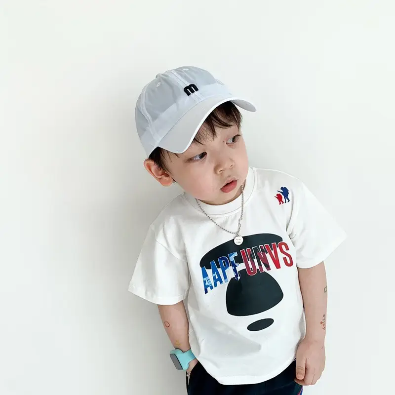 Kids Cotton T-Shirt White Summer Boys Medium — feature 28