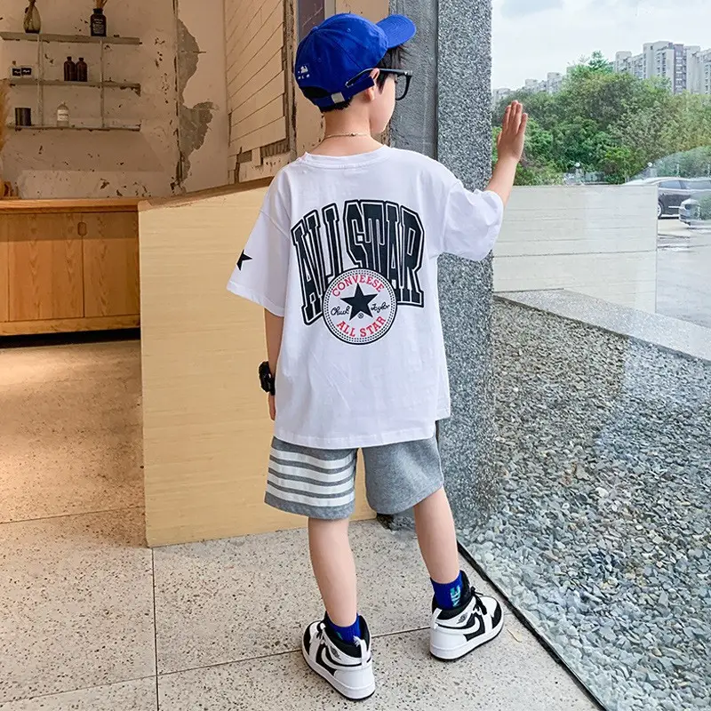 Kids Cotton T-Shirt White Summer Boys Medium — feature 3