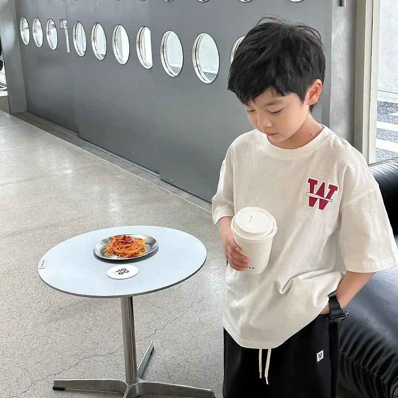 Kids Cotton T-Shirt White Summer Boys Medium — feature 30