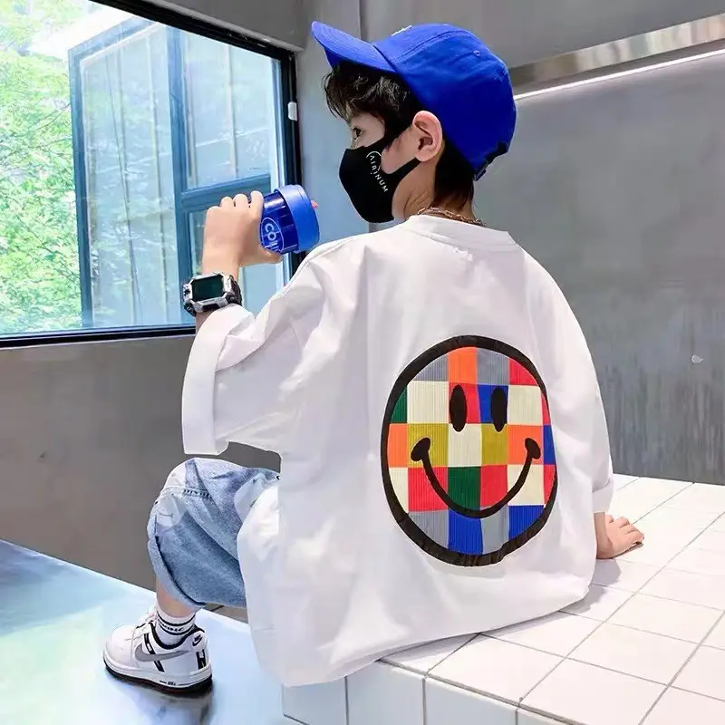 Kids Cotton T-Shirt White Summer Boys Medium — feature 35