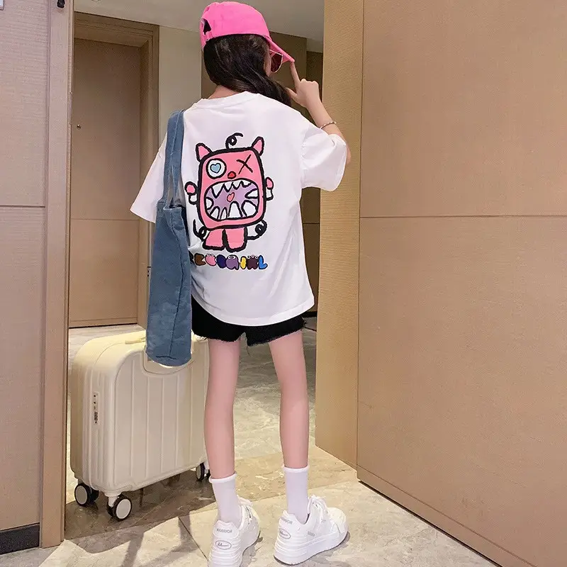 Kids Cotton T-Shirt White Summer Boys Medium - Image 6