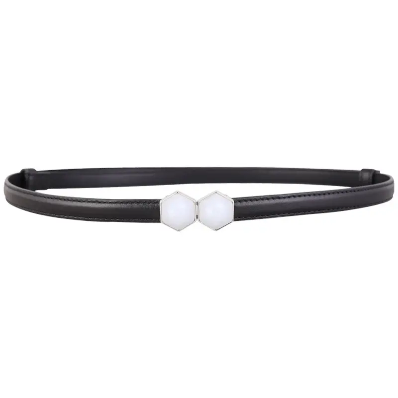 Women's Korean Style Belt Buckle with White Beads
