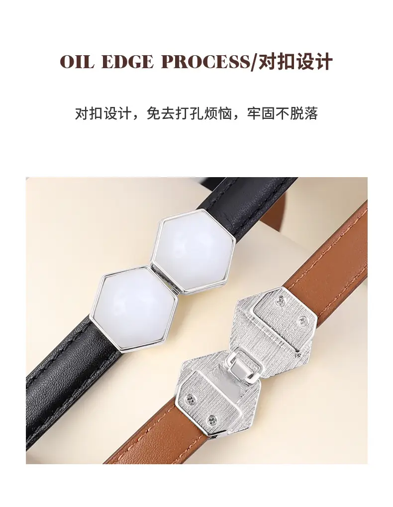 Women's Korean Style Belt Buckle with White Beads — feature 8