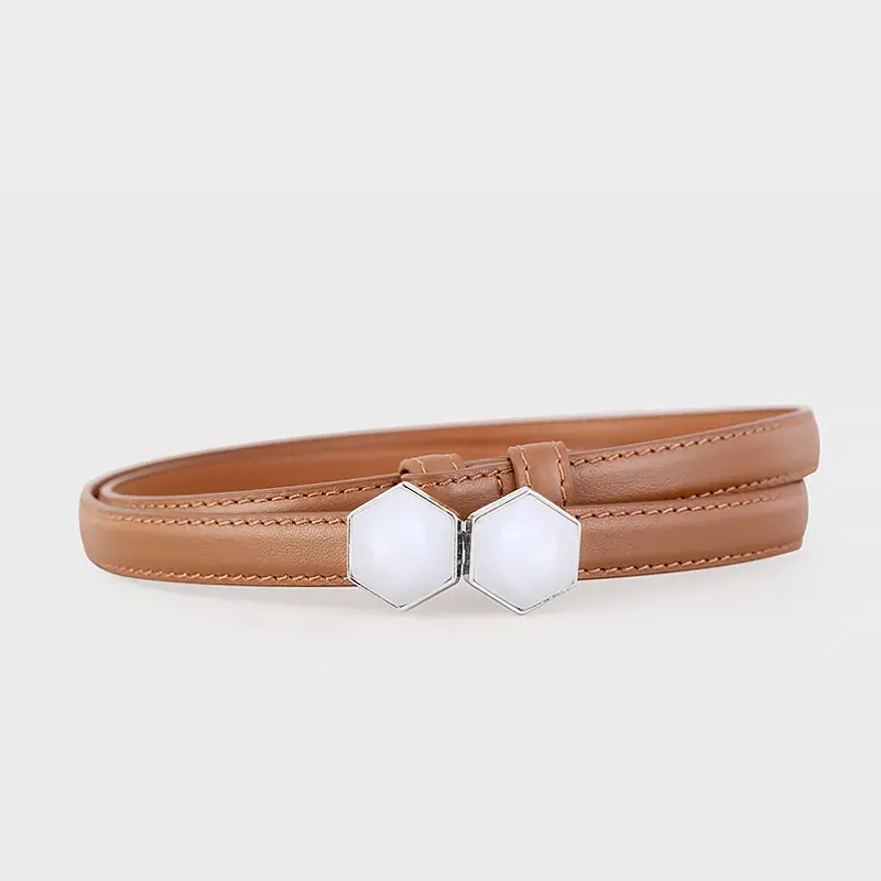 Women's Korean Style Belt Buckle with White Beads