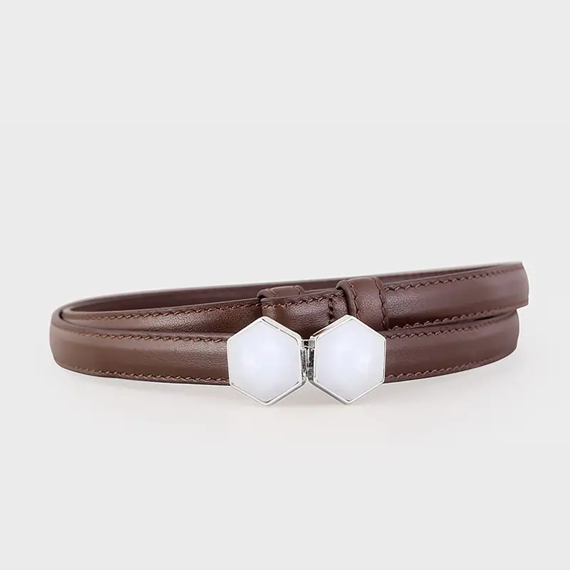 Women's Korean Style Belt Buckle with White Beads