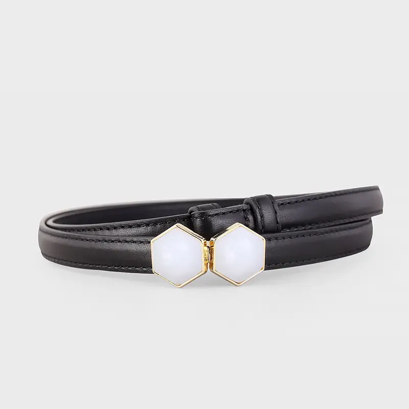 Women's Korean Style Belt Buckle with White Beads