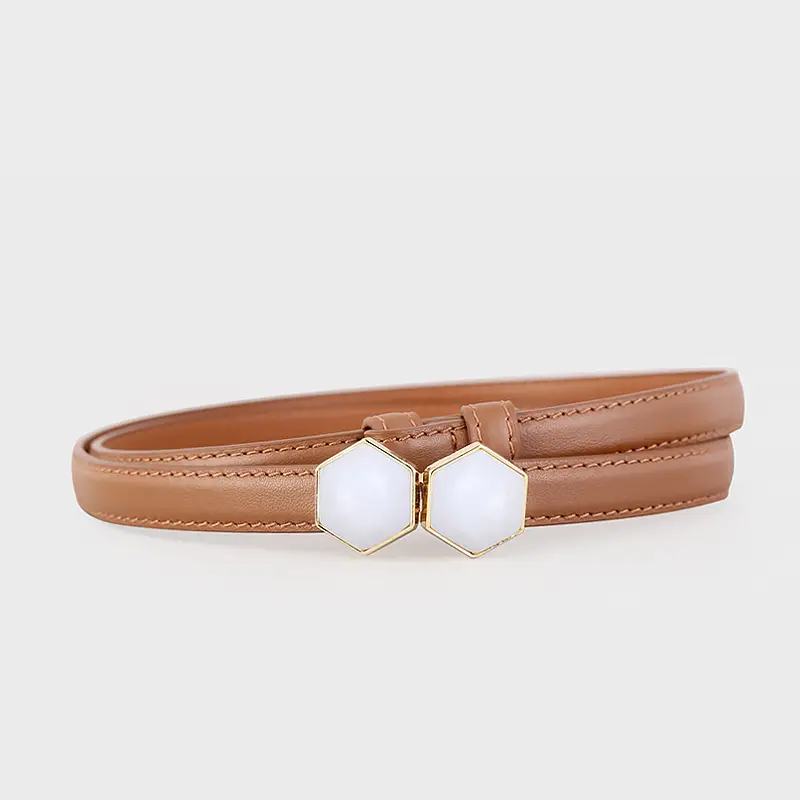 Women's Korean Style Belt Buckle with White Beads