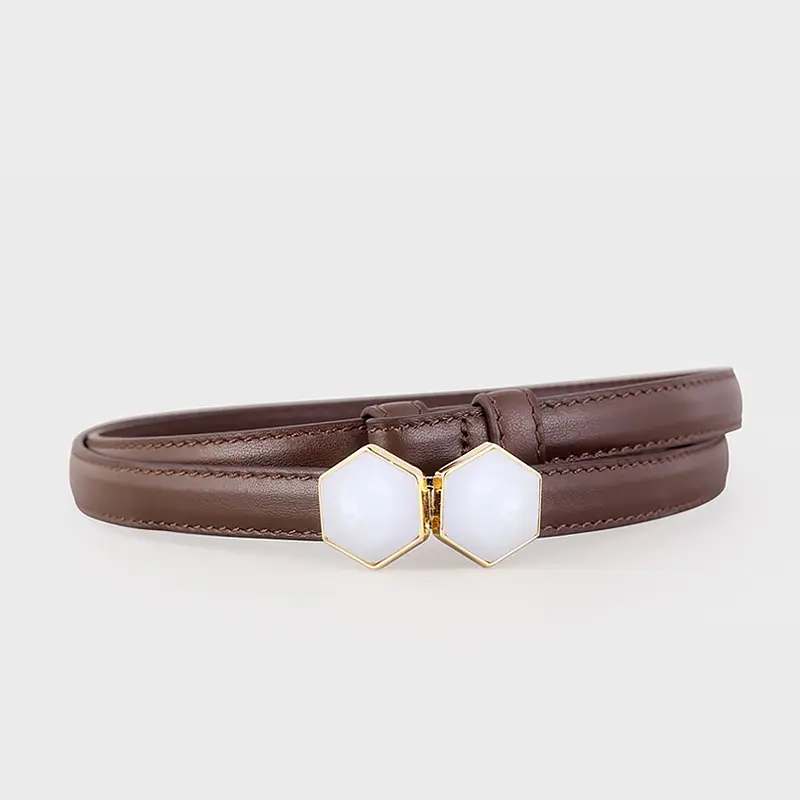 Women's Korean Style Belt Buckle with White Beads
