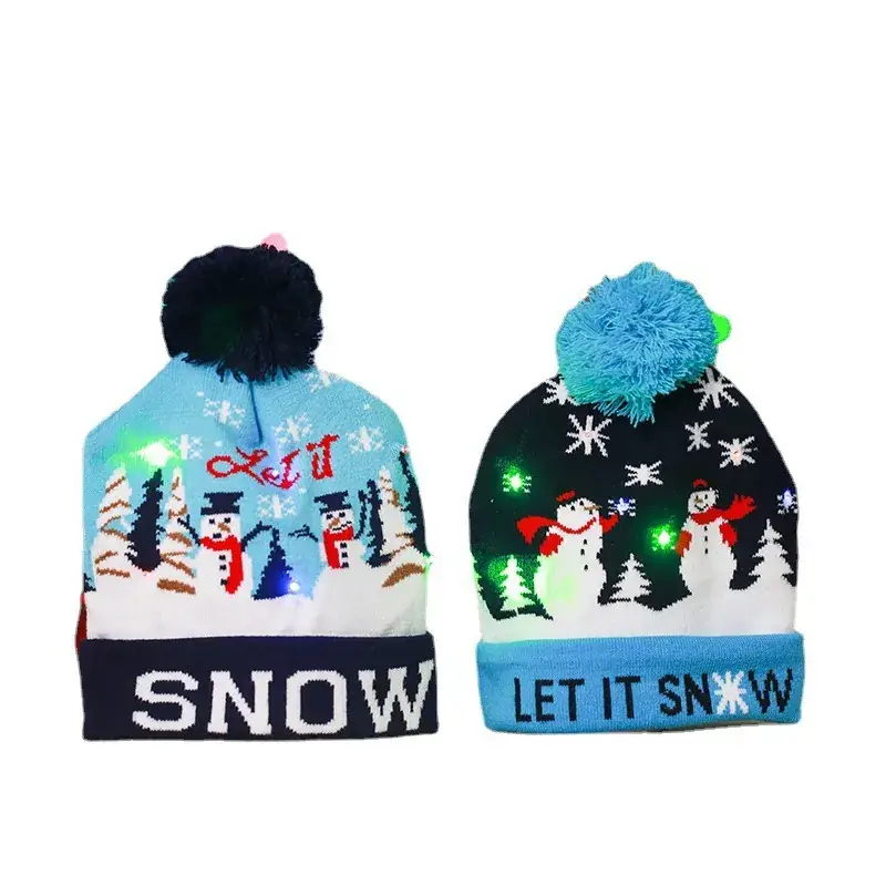 Cross-Country LED Light Knitted Christmas Hat with Santa Design - Image 21