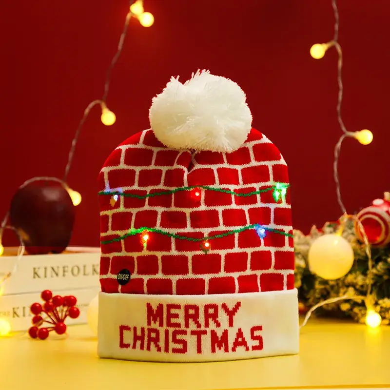 Cross-Country LED Light Knitted Christmas Hat with Santa Design - Image 11