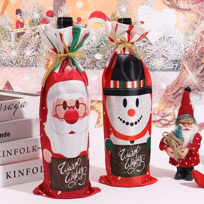 New Christmas Decorations Holiday Home Dining Table Christmas Wine Bottle Set - Image 4