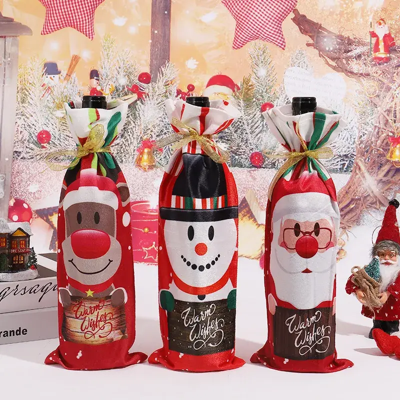 New Christmas Decorations Holiday Home Dining Table Christmas Wine Bottle Set - Image 5