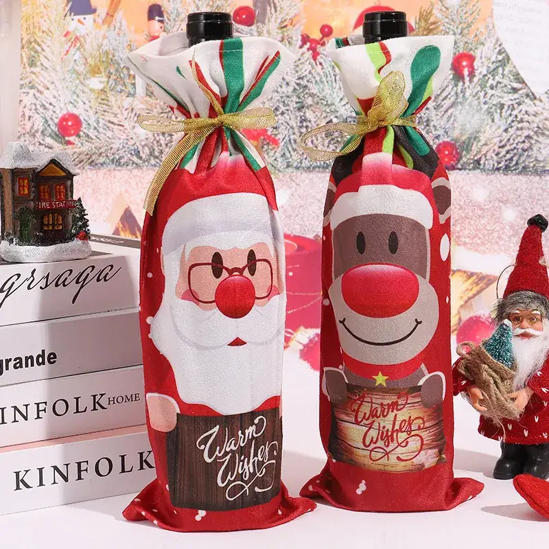 New Christmas Decorations Holiday Home Dining Table Christmas Wine Bottle Set - Image 7