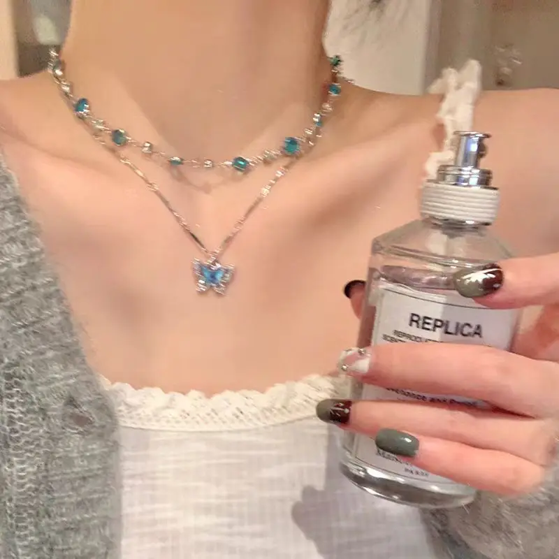 Women's Sparkling Butterfly Necklace with Lace Top - Image 11