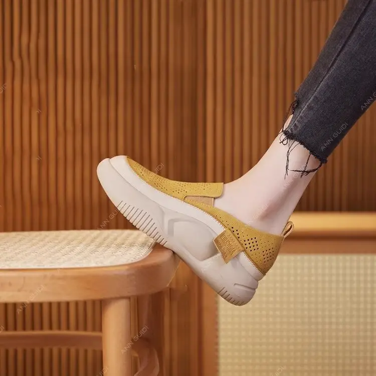 Vintage Women's Slip-On Sandals Yellow White 2024 - Image 2