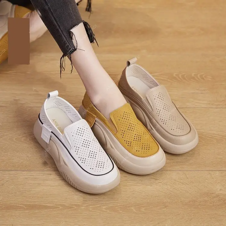 Vintage Women's Slip-On Sandals Yellow White 2024 - Image 3