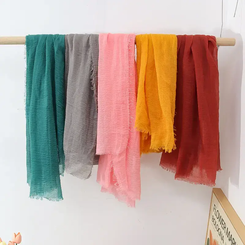 New Spring Summer Cotton Linen Muslim Turban Large Sunscreen Shawl - Image 49