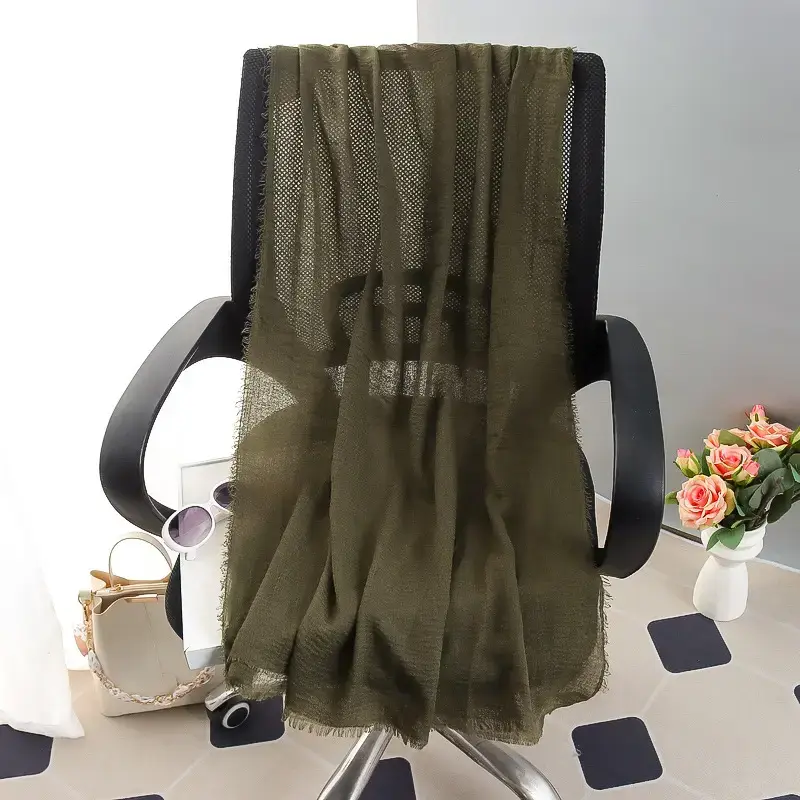 New Spring Summer Cotton Linen Muslim Turban Large Sunscreen Shawl - Image 18