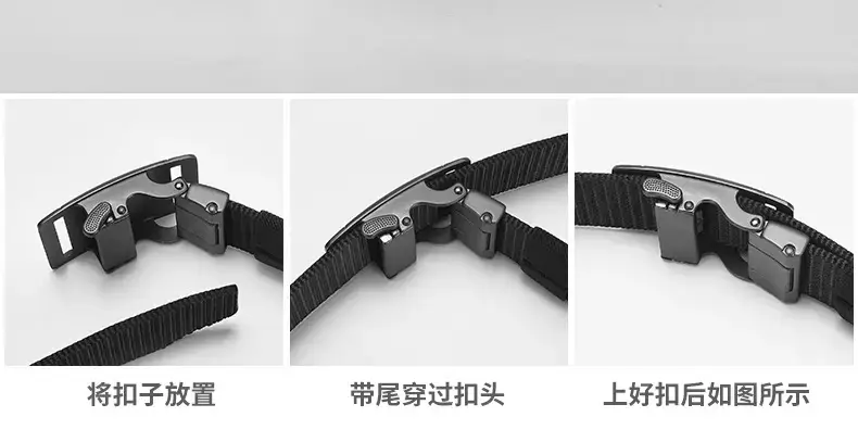 Men's Reversible Rotatable Automatic Buckle Belt Black Gold — feature 43
