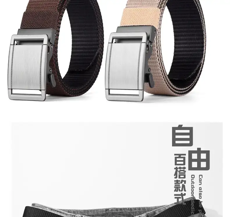 Men's Reversible Rotatable Automatic Buckle Belt Black Gold — feature 51