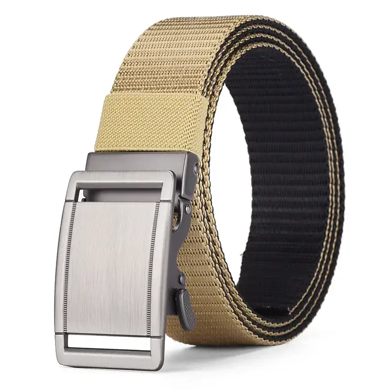 Men's Reversible Rotatable Automatic Buckle Belt Black Gold - Image 3