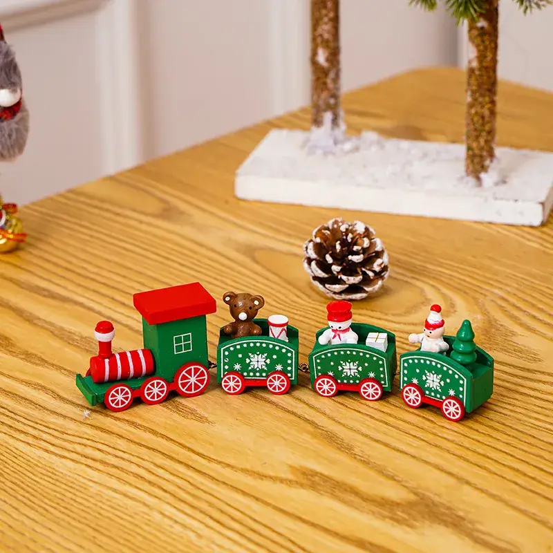 Christmas Wooden Train Set for Kids Window Decor - Image 2
