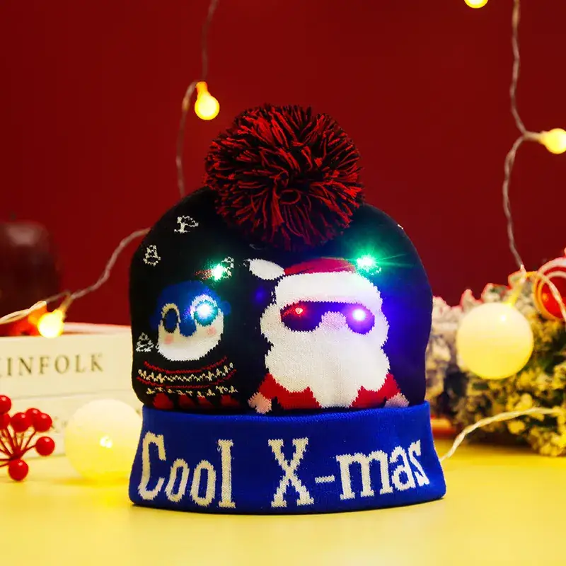 LED Light Santa Knitted Hat with Pom Pom - Image 16