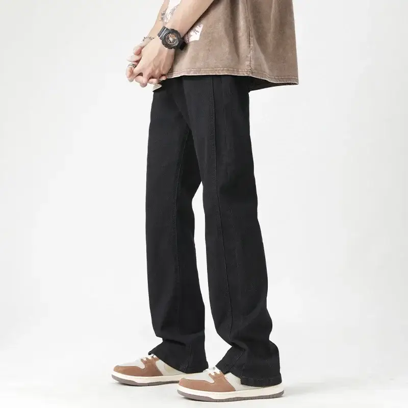 Men's Washed Vintage Blue Jeans Straight Long Pants - Image 13