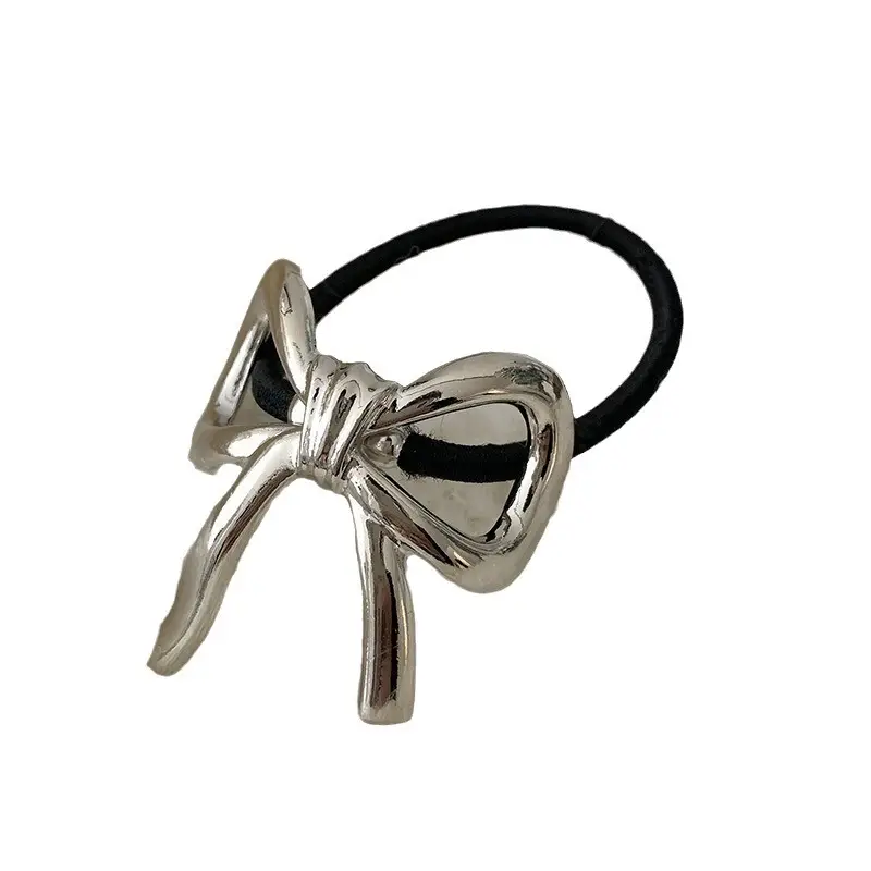 French Style Bow Hair Ring Gold High Elastic Low Ponytail - Image 7
