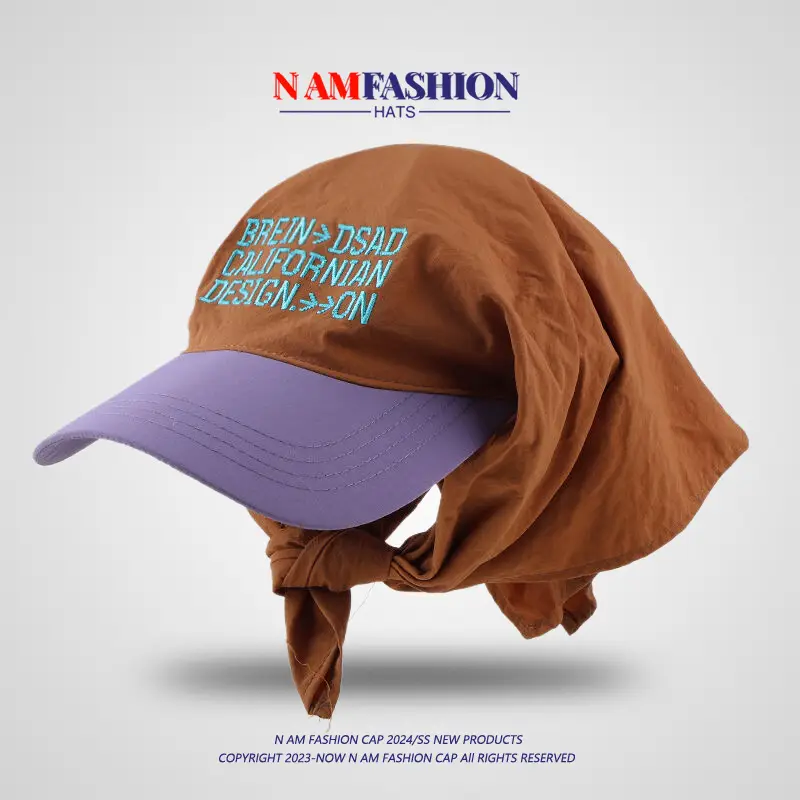 Women's Pink Letter Embroidered Sunscarf Cap — feature 3