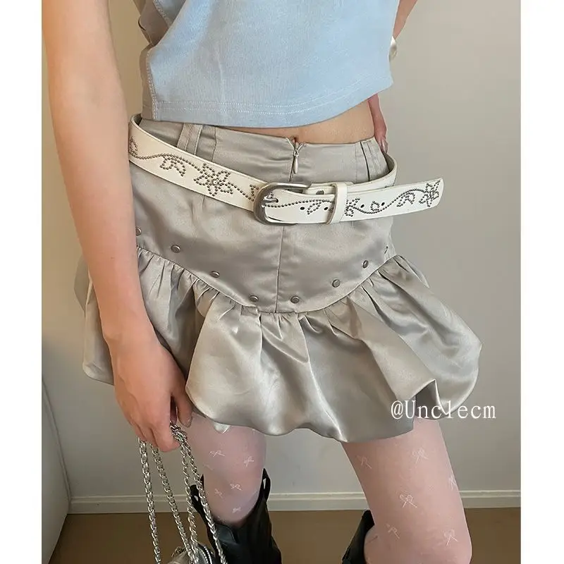 Women's Silk Belted Skirt with Flower Embroidery - Image 2