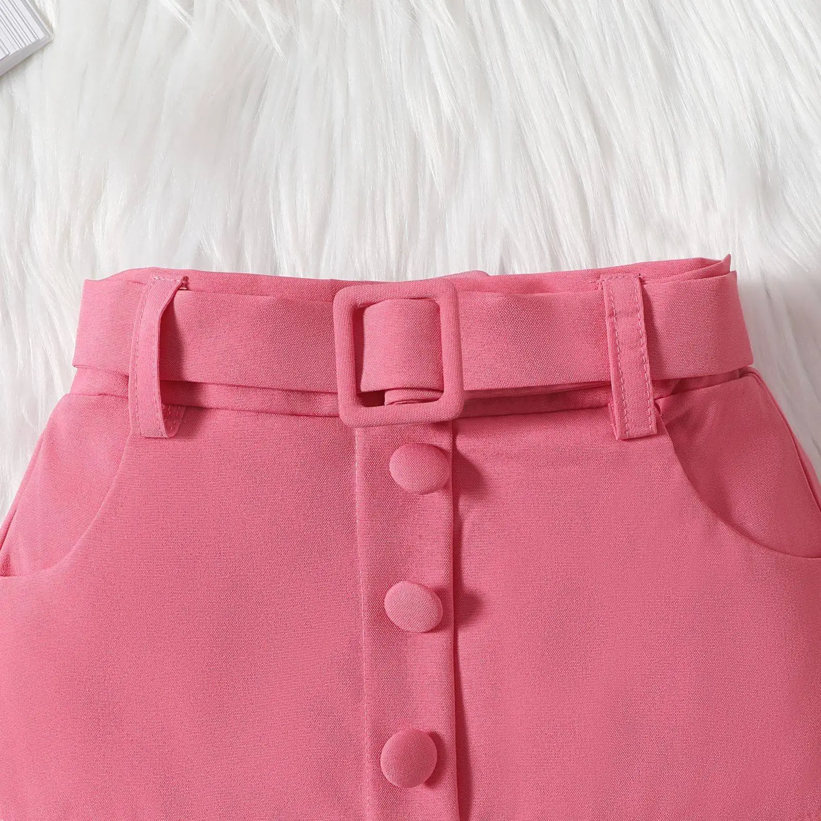 Pink Flying Sleeve Top & Pleated Skirt Set for Girls — feature 12