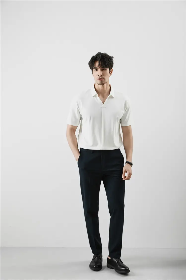 Men Black V-Neck Polo Shirt Summer Wear — feature 10