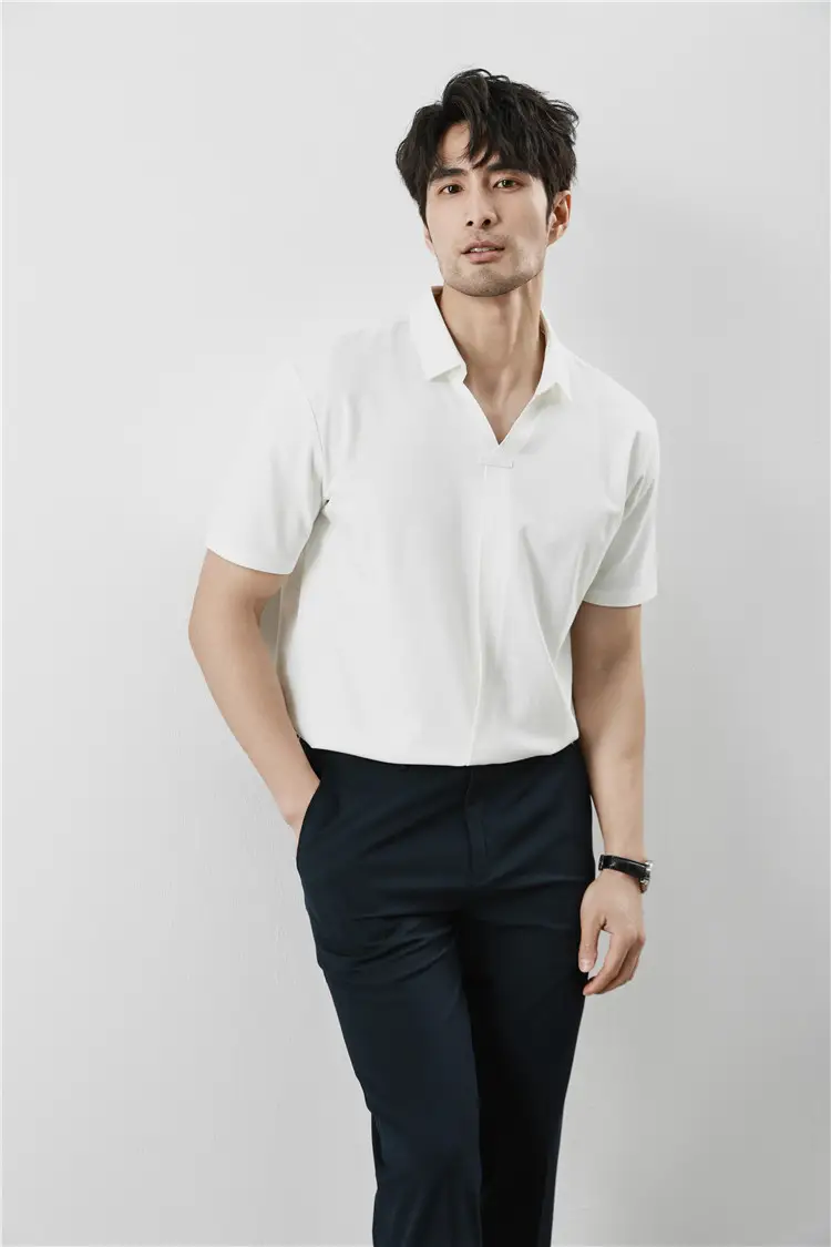 Men Black V-Neck Polo Shirt Summer Wear — feature 11