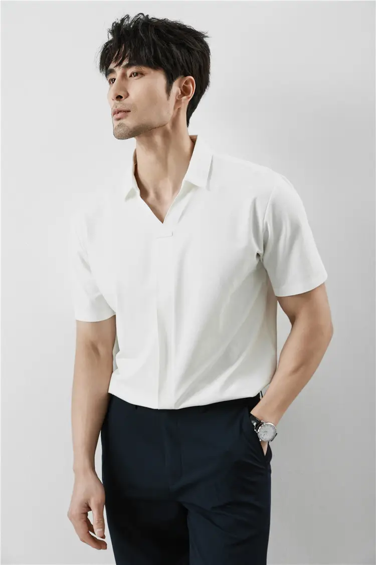 Men Black V-Neck Polo Shirt Summer Wear — feature 12