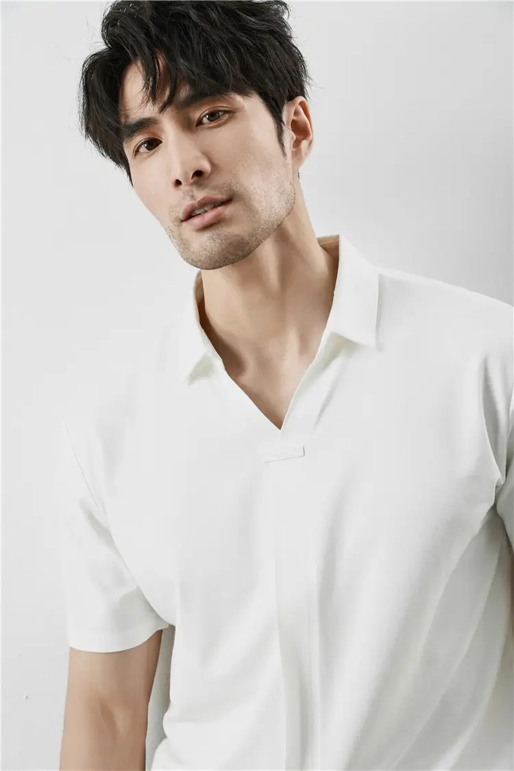 Men Black V-Neck Polo Shirt Summer Wear — feature 13