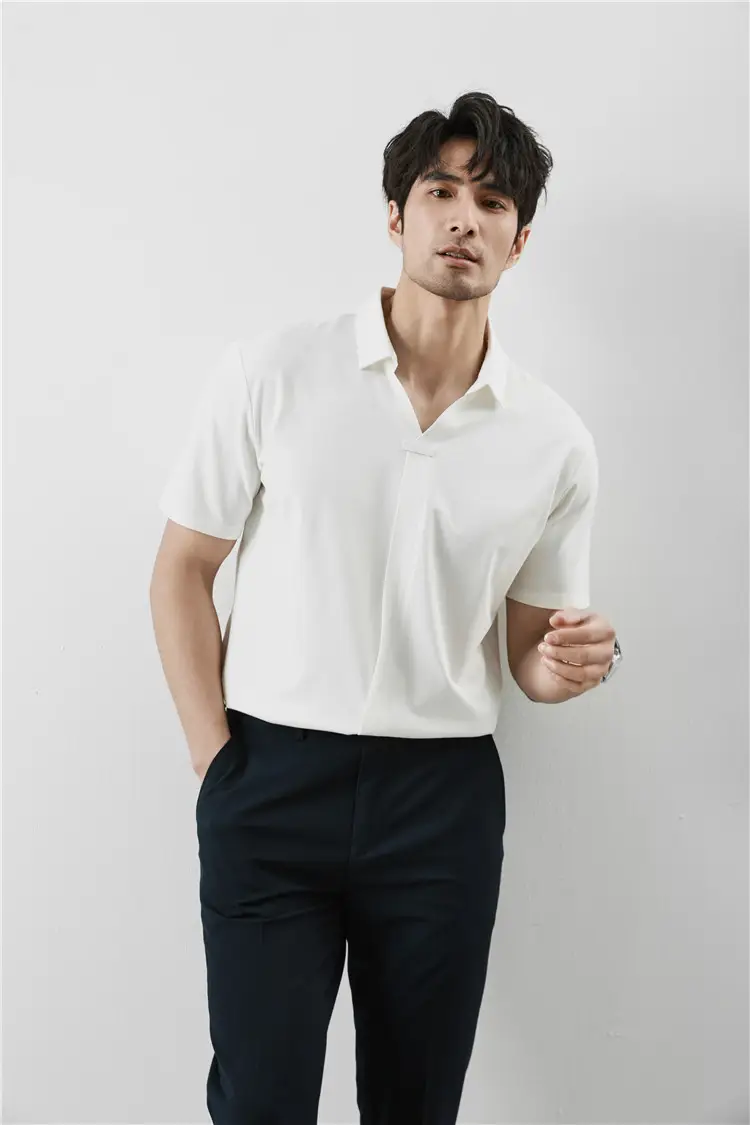 Men Black V-Neck Polo Shirt Summer Wear — feature 14