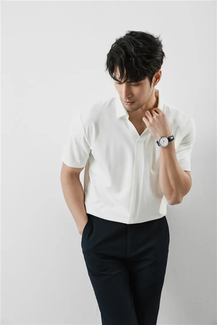 Men Black V-Neck Polo Shirt Summer Wear — feature 15