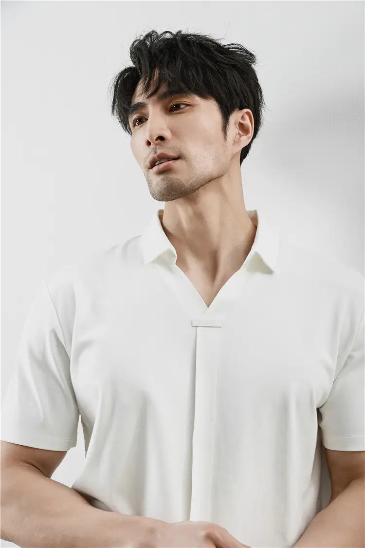 Men Black V-Neck Polo Shirt Summer Wear — feature 16