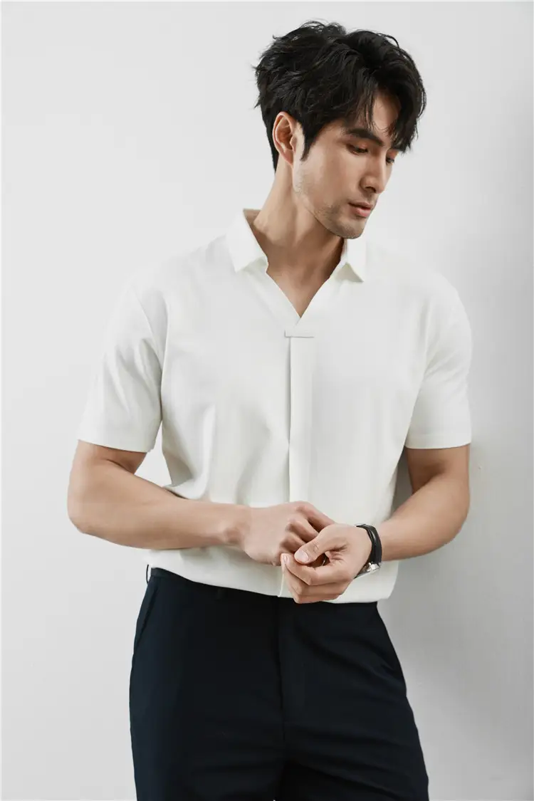 Men Black V-Neck Polo Shirt Summer Wear — feature 17