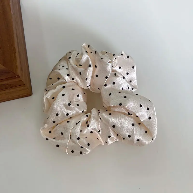 Black Polka Dot Hair Scrunchie for Women - Image 2