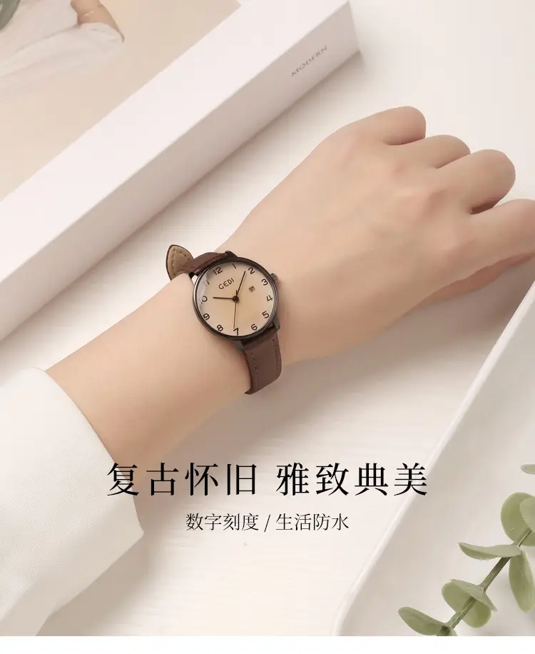 Goldie Vintage Leather Watch for Women — feature 2