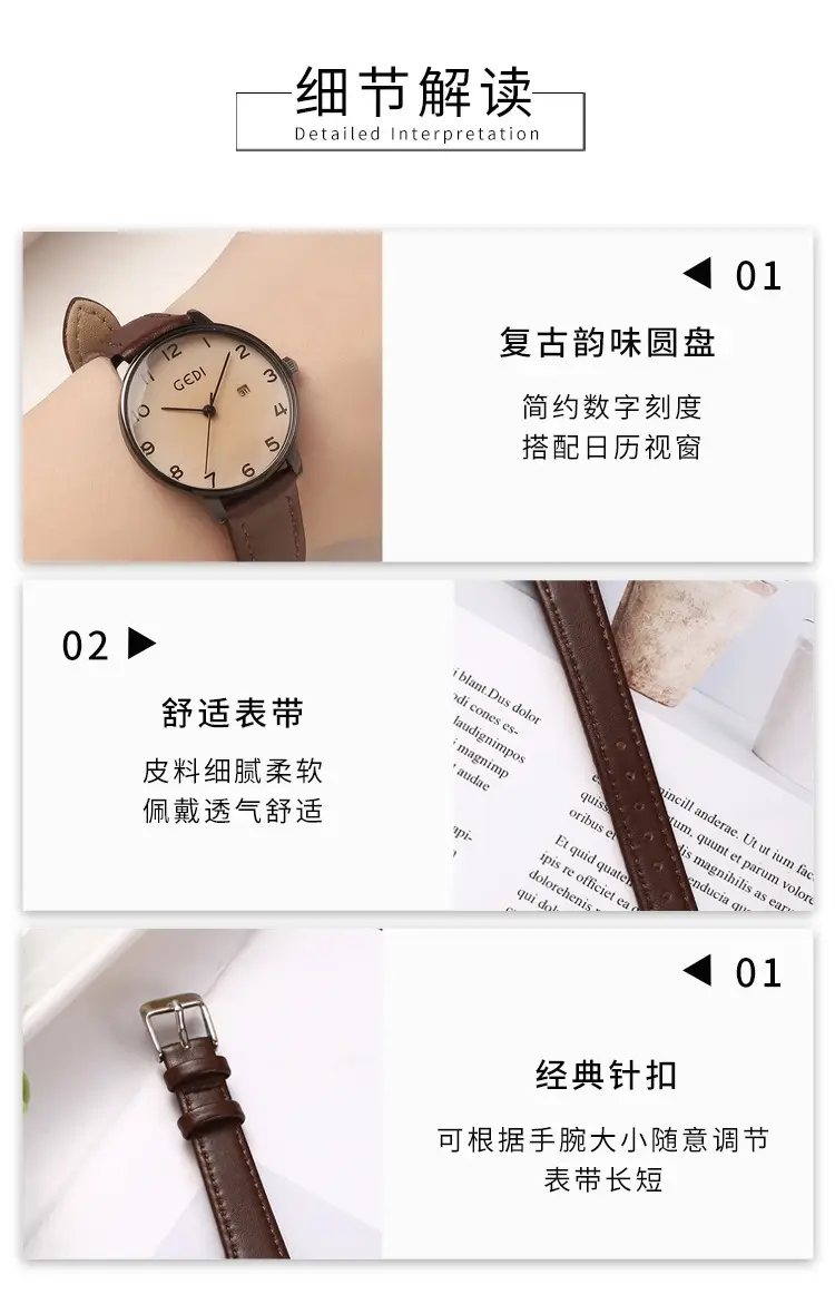 Goldie Vintage Leather Watch for Women — feature 9