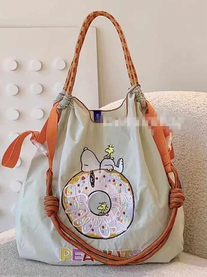 Pink Snoopy Donut Embroidered Shopping Bag - Image 7