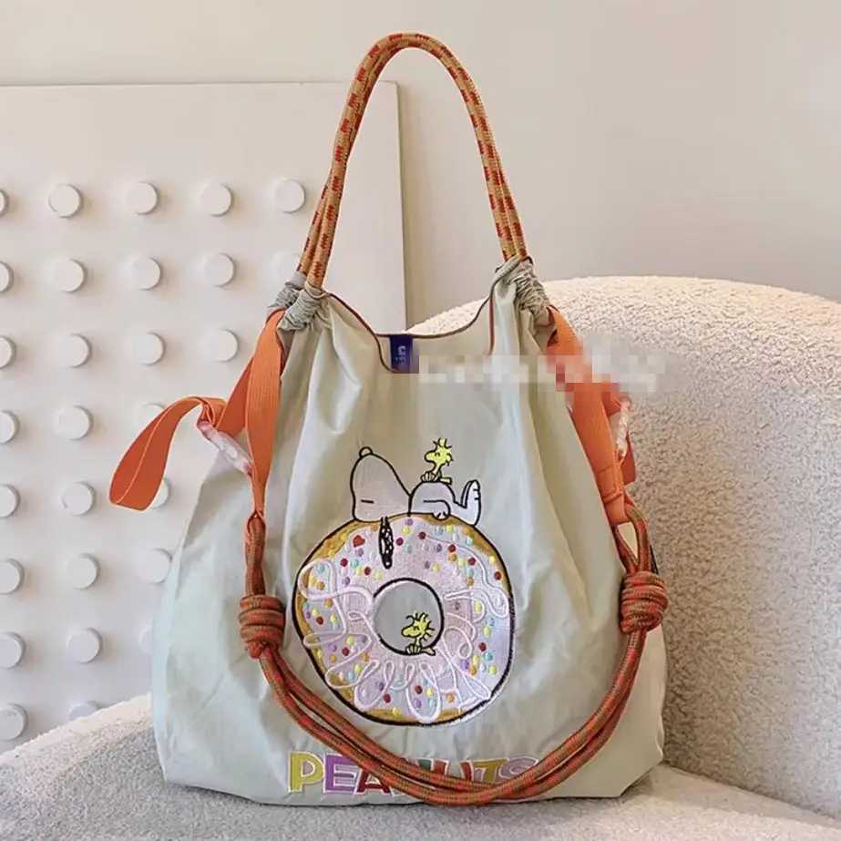 Pink Snoopy Donut Embroidered Shopping Bag — feature 4